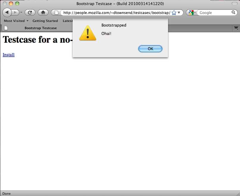 An extension installed without restarting Firefox