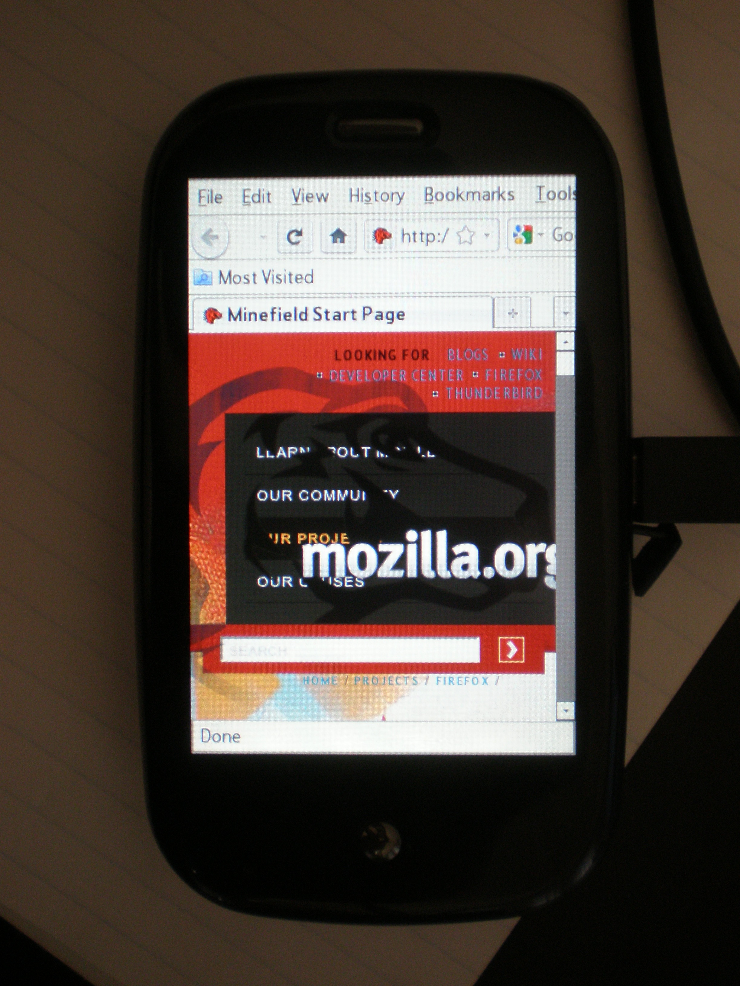 Firefox running on a Palm Pre