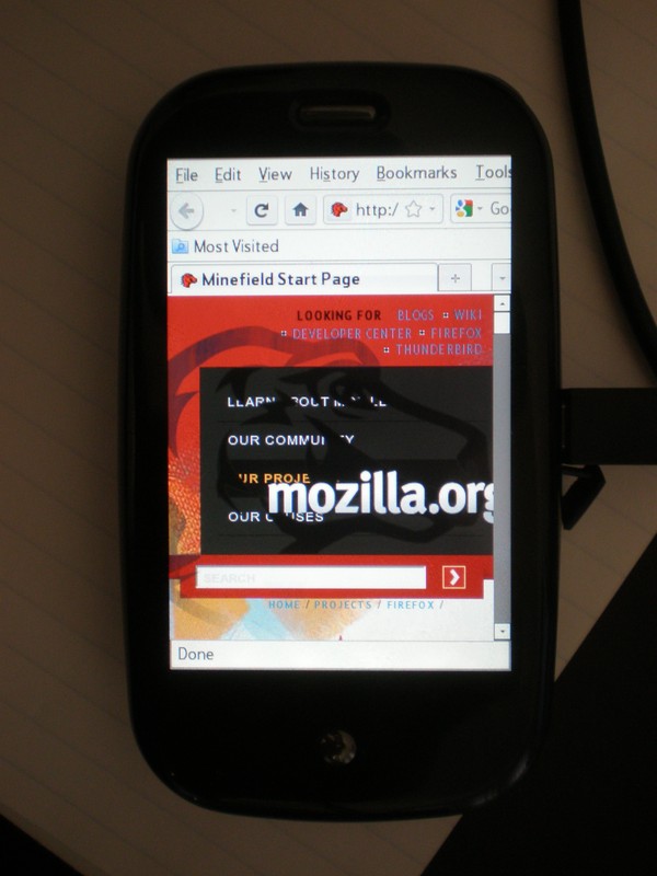 Firefox running on a Palm Pre