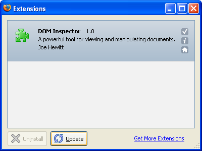 Extension Manager in Firefox 0.9