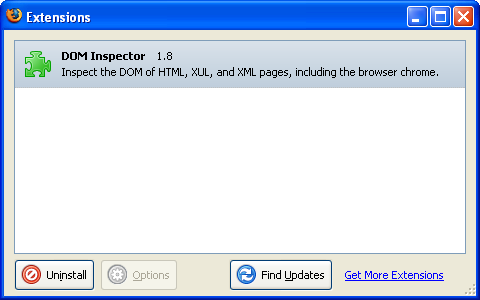 Extension Manager in Firefox 1.5