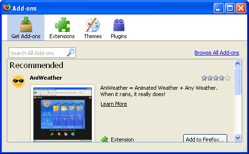 Add-ons Manager in Firefox 3.0