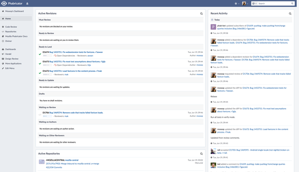 A screenshot of Phabricator’s default view